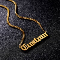 High Quality Women Jewelry Chain Pendant Necklace Nameplate Stainless Steel Gold Color Custom Name Plate Necklace